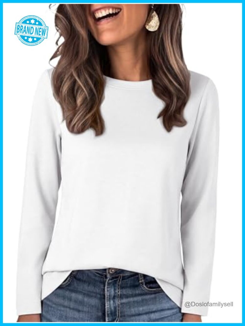 Wrinkle Free Long Sleeve Crew Neck T-Shirt Womens Fall Work Top